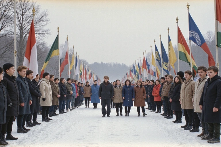 Archival image of the first Youth Winter Games opening ceremony