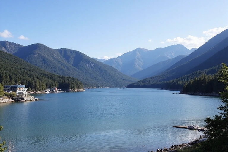 Scenic view of Lake Placid, New York with mountains and lake