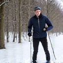 Action shot of Lars Johansson, a young male cross-country skier