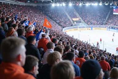 Crowd cheering at a sports event