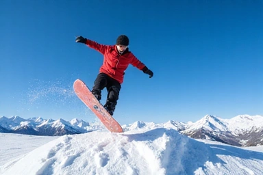 Snowboarder doing a grab trick