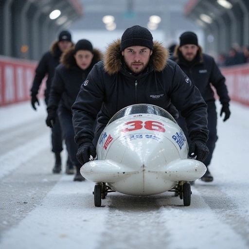 Bobsled team at start