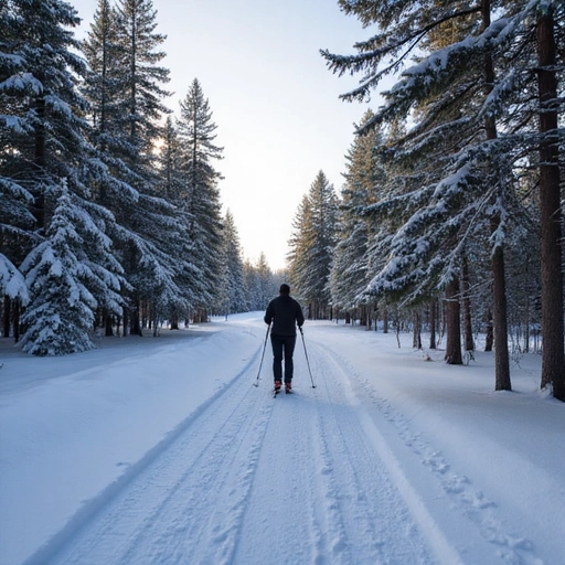Cross-country skier in forest