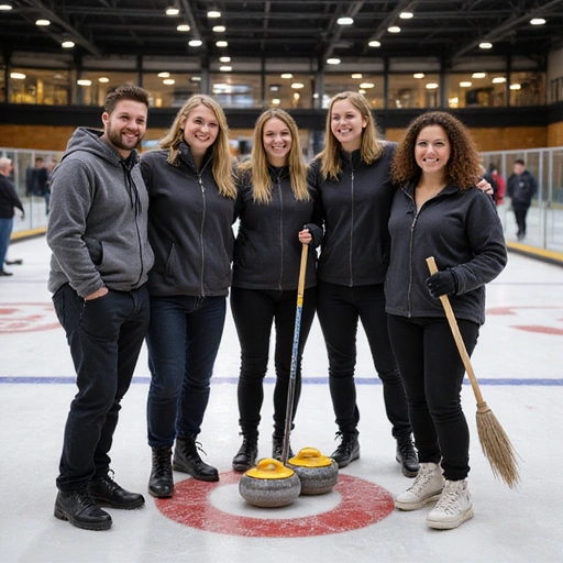 Curling team celebrating
