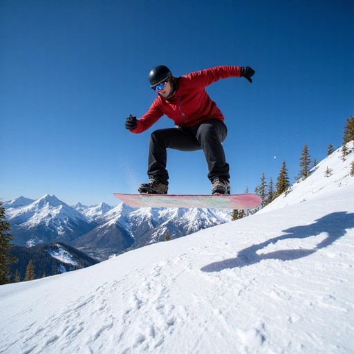 Snowboarder performing a grab